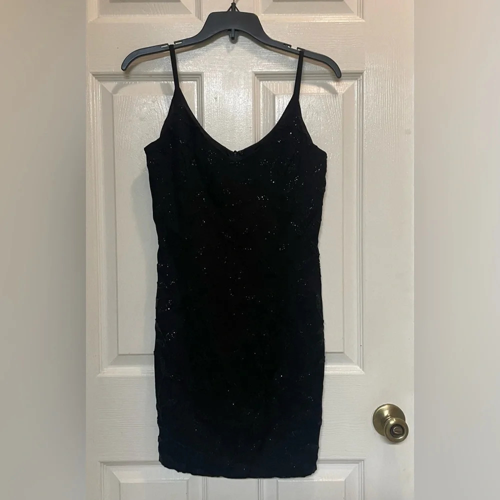 Vintage Scott McClintock Blacked Floral Beaded Mini Party Cocktail Dress Size 6